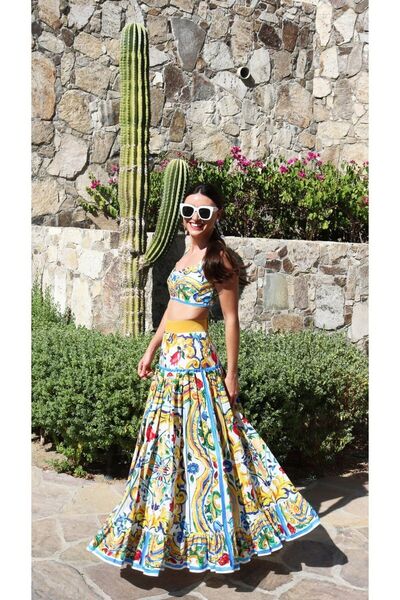 BRGCLOTHING Women's Imported Patterned Long Crepe Fabric Summer Skirt