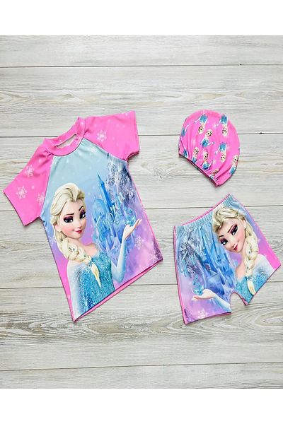 ÖYKÜ KİDS Three Piece Girl's Bonneted Swimsuit