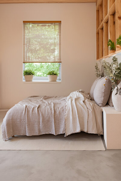 vivamaison Tek Kişilik Pike Yatak Örtüsü 4 Kat Muslin Pamuklu Çift Taraflı Ka...