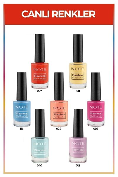 NOTE Nail Flawless 7'li Canlı Renkler Oje Seti
