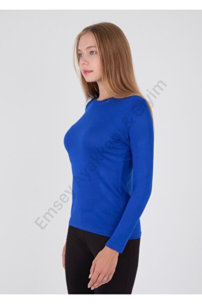 Emsey Ayakkabı & Giyim Sıfır Yaka Uzun Kol Viskon Likralı Tesettüre Uygun Siyah Beyaz Mavi badi body