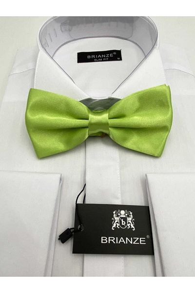 Brianze Pistachio Green Satin Bow Tie - Solid Color