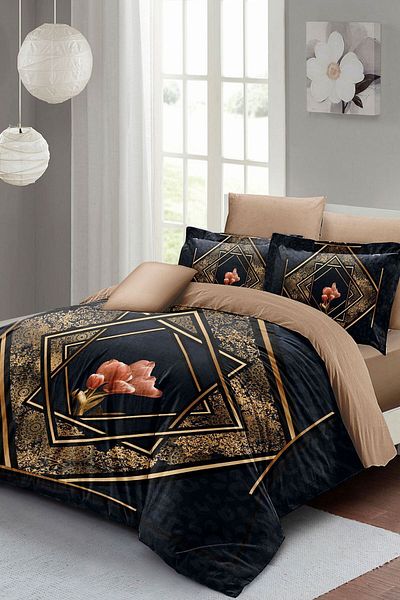 PerlaSera Lalezar 3D Custom Design - Double Duvet Cover Set, Tightly Woven Cotton Satin