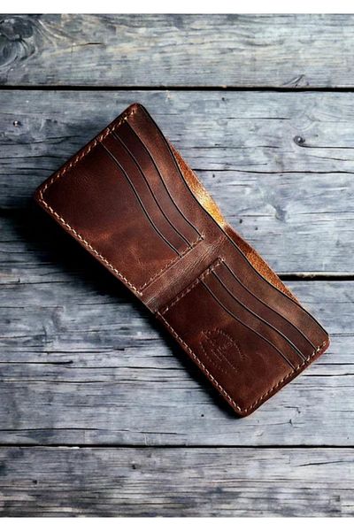 Safir Leather Κλασικό δερμάτινο πορτοφόλι Petra Brown