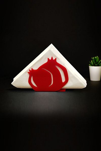 Story Pomegranates Themed Red Color Acrylic Napkin Holder