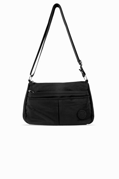 Lal Shoes & Bags Black Women's Crossbody Bag - Front Stitching Detail (4009)