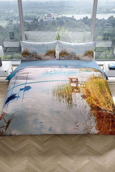 PerlaSera Reeds 3d Cotton Satin Double Duvet Cover Set
