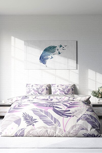 PerlaSera Τρισδιάστατο Προσαρμοσμένο Σχέδιο - Σετ Παπλωματοθήκη από Βαμβακερό Σατέν Διπλό, Greypink