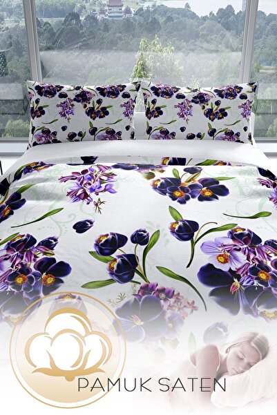 PerlaSera Фіолетовий 3D бавовняний сатеневий двоспальний комплект постільної білизни