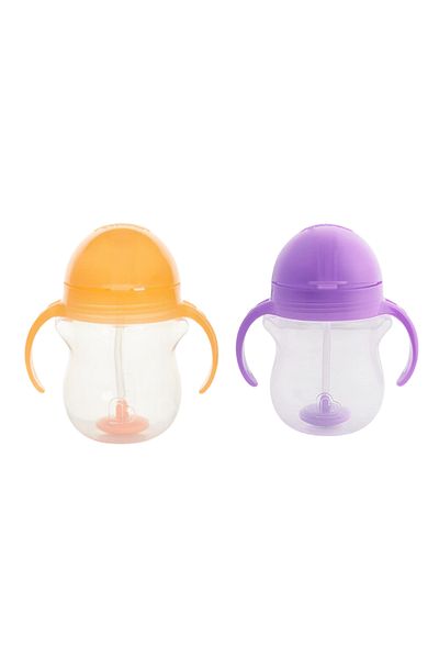 Munchkin 6 Settings + 207 ml Capacity Orange and Purple Drinking Cup - Click Locking Spout