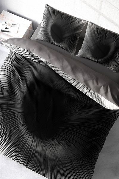 PerlaSera 3D Custom Design Gray Wortex - Double Duvet Cover Set, Tight Woven Cotton Satin