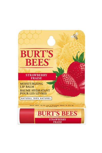Burts Bees Strawberry Flavored Lip Care - Strawberry Moisturizing Lip Balm Tu...