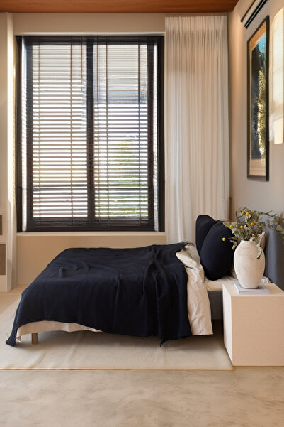 vivamaison Battal Boy Pike Yatak Örtüsü 4 Kat Müslin Pamuklu Çift Taraflı Siyah Renkli 240x260 cm