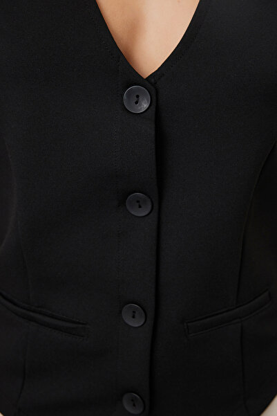 Trendyol Collection Чорний жилет з V-подібним вирізом TWOAW25YE00060