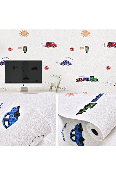 Renkli Duvarlar 50x280 Cm (1,4M2) Trafik Temalı Kendinden Yapışkanlı Duvar Ka...