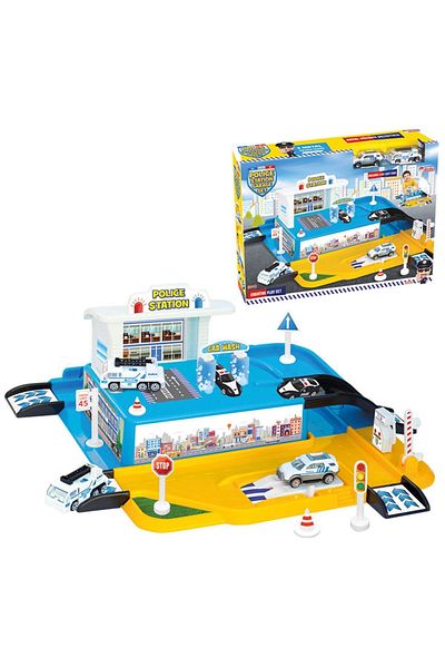 Doğan Oyuncak Dünyası مجموعة جراج مركز الشرطة - مجموعة موقف السيارات - مجموعة السيارة - مجموعة Hotwheels - المحطة