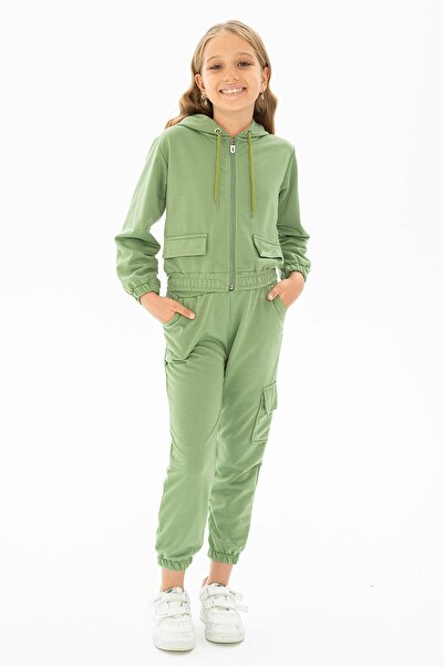 zepkids Довгий рукав з капюшоном, зелений колір, комплект спортивного одягу д...