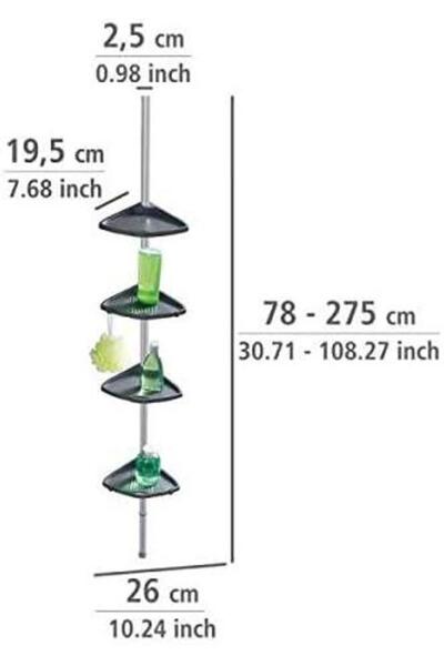 Wenko 3201824100 Compact Teleskopik 4'lü Duş Köşesi, Gümüş, 1 - Paket…