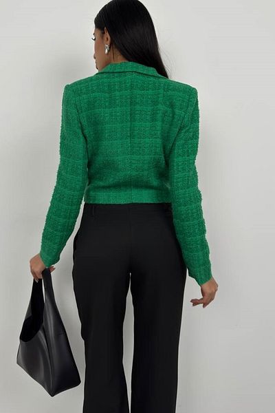 lovebox Green Tweed Crop Blazer - Women 23S07002