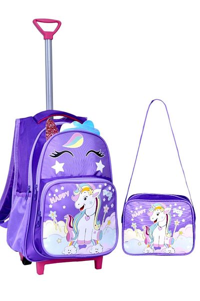 Just Polo Unicorn Printed Purple Squeegee - Orthopedic Primary School and Lunch Box