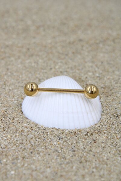 NOBLE GETTO Piercing Dil Piercing Cerrahi Çelik Gold Renk Top Çap 6 Mm