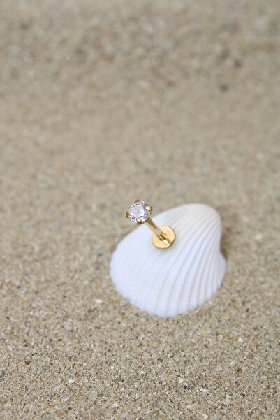 NOBLE GETTO Piercing Cerrahi Çelik Piercing Zirkon Taşlı Kıkırdak Tragus Conc...