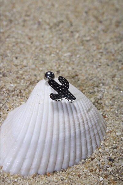 NOBLE GETTO Piercing Cerrahi Çelik Piercing Kıkırdak Tragus Conch Helix Silver Renk Büyük Delikli Kaktüs
