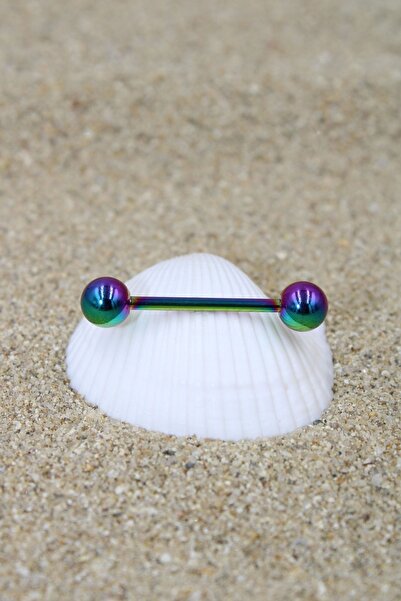 NOBLE GETTO Piercing Dil Piercing Cerrahi Çelik Gökkuşağı Renk Top Çap 6 Mm
