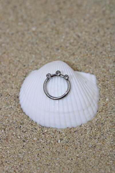 NOBLE GETTO Piercing Cerrahi Çelik Piercing Klipsli Zirkon Taşlı Kıkırdak Sep...