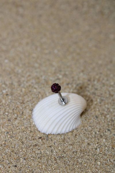 NOBLE GETTO Purple Colored Shampoo Piercing - Steel Zircon Stone Detailed Cartilage Tragus Conch Helix Labret