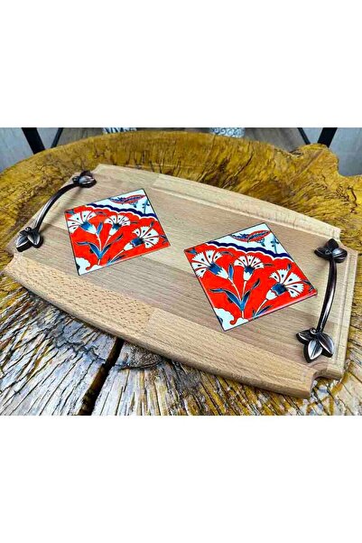 Çini Evi Wooden Tray - Carnation Motif