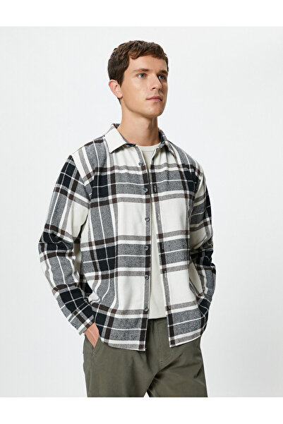 Koton Oduncu Gömleği Düğmeli Klasik Yaka Uzun Kollu