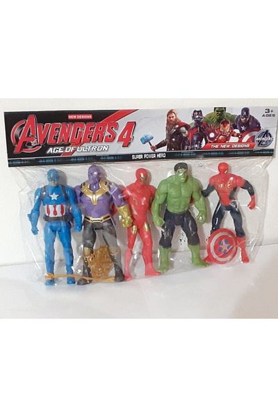 Cango Avengers 5-pack Characters Spiderman + Thanos + Ironman + Hulk + Captain America 12 Cm