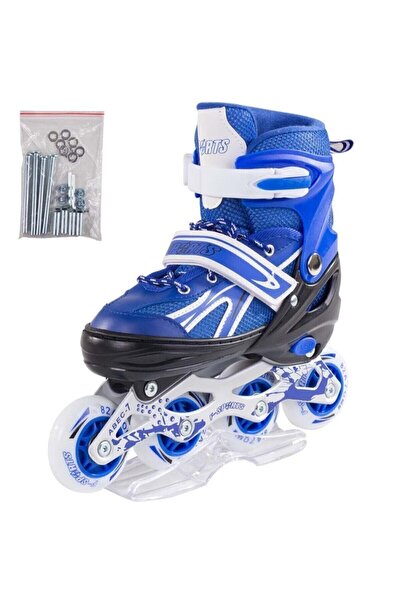 Furkan Toys F-sports Mavi Ayarlabilir 2+2 Işıklı Metal Alıştırma Pateni