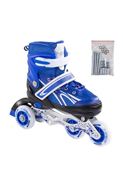 Furkan Toys F-sports Mavi Ayarlabilir 2+2 Işıklı Metal Alıştırma Pateni