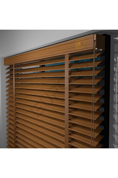 JaluziByEuro216 Redüktörlü / Zincirli Ahşap Jaluzi Perde 50 Mm %100 Ahşap Kur...