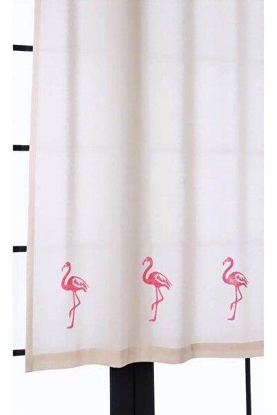 pamukidea Perdele din bumbac cu model flamingo - Vară, balcon și umbrelă de s...