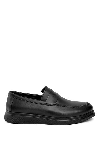 Ayakkabı Fuarı Elit 24YNbl1041C - Ανδρικά μαύρα παπούτσια casual από γνήσιο δέρμα