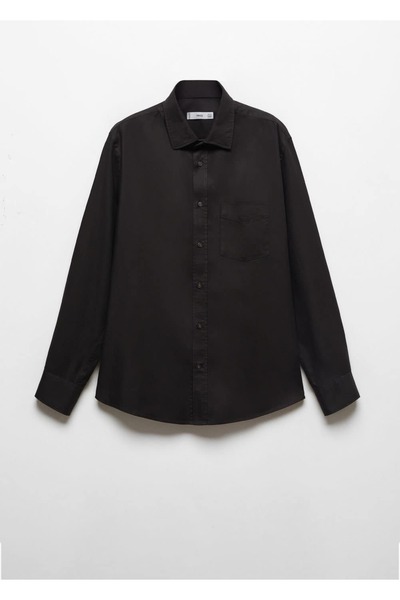 MANGO Man Fırçalanmış Pamuklu Fitilli Gömlek