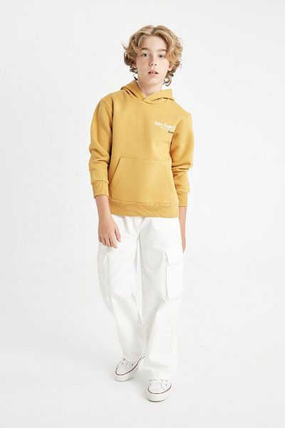 DeFacto Dickes Schul-Sweatshirt mit Kapuze und bedruckter Tasche für Jungen C7560a824au