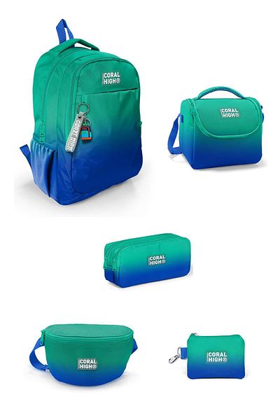 Coral High Geantă de școală colorată Green Saks din 5 piese - Copii 5set23665