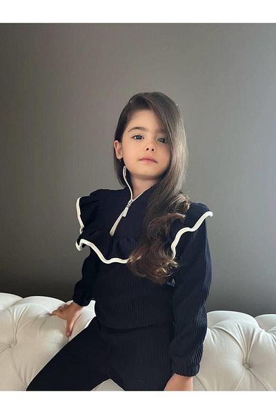 YİGİT BUTİK Yigit Boutique Flare lábú zsinóros lányöltöny
