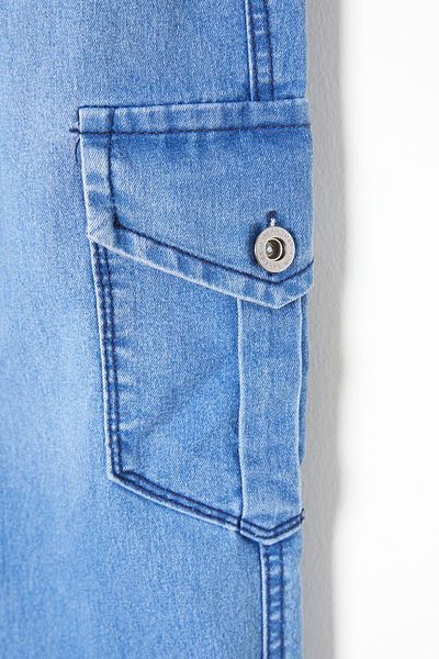 Cansın Mini Pantaloni albastri pentru băiat cu buzunar cargo cu talie elastică 16238