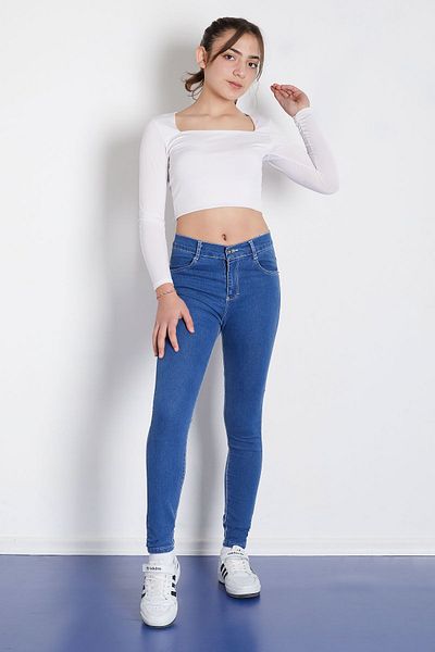 Cansın Mini Pantaloni blugi pentru fete cu talie elastică 17761