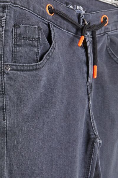 Cansın Mini Smoked Waist Lace-Up Boy Jean Trousers 16218