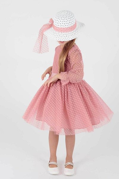 AHENGİM Trendy Hat and Tulle Lace Girl's Evening Dress - Ak2228