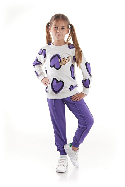 AHENGİM Szívnyomott trendi lány tréningruha szett - pamut szezonális Ak2504