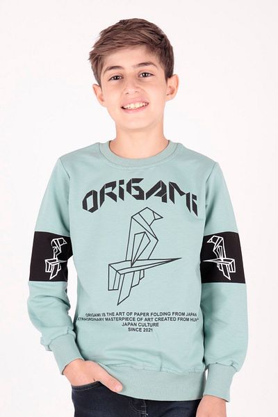 AHENGİM Φούτερ με στάμπα Origami για αγόρι - Ak15160