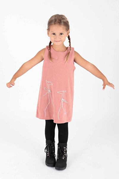AHENGİM Kids Kız Çocuk Zürafa Baskılı Elbise Ak520567