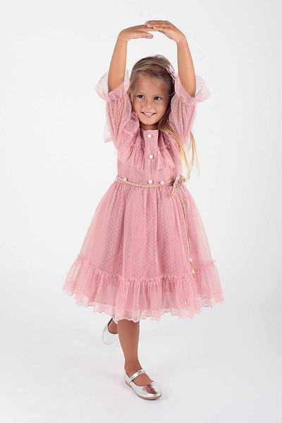 AHENGİM Abendkleid aus Spitzentüll für Mädchen mit Schnalle und Gürtel AK2206